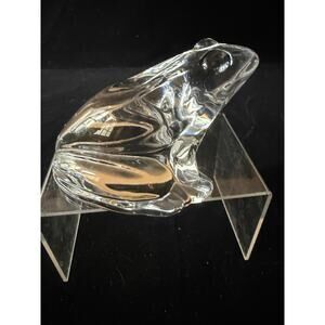 Vintage Baccarat Crystal Frog Figurine Clear French Art Glass Paperweight